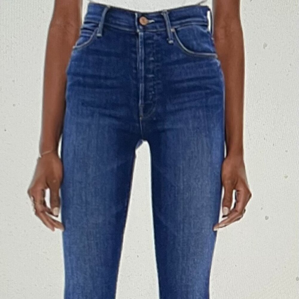 The Stunner Ankle Fray Jean Sweet Lime in Dark Denim Size 25